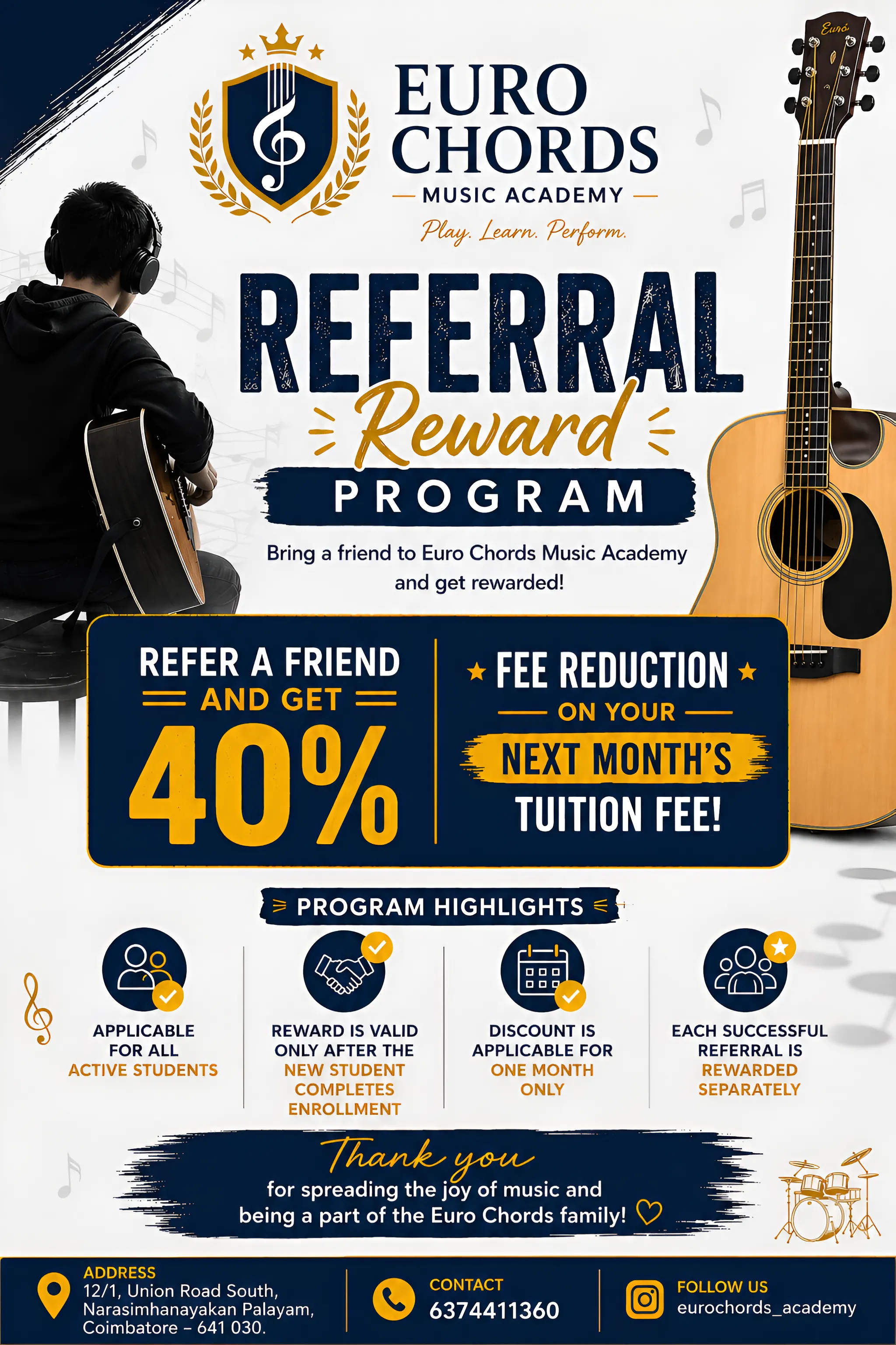 Euro Chords referral reward program poster